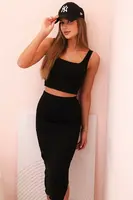 Kesi Włoski Dámský top a vroubkovaný sukně černý