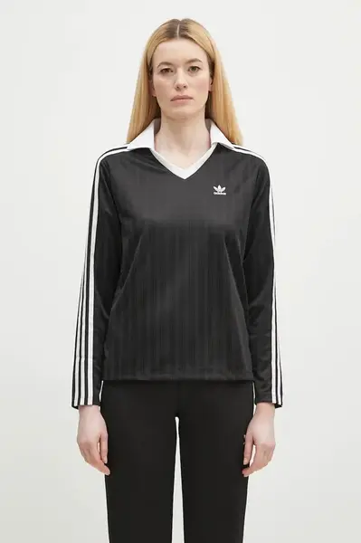 Tričko s dlouhým rukávem adidas Originals V-Neck Longsleeve Tee černá barva, JD2603