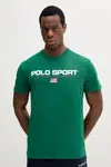 Bavlněné tričko Polo Ralph Lauren pánské, zelená barva, s potiskem, 710880627