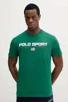 Bavlněné tričko Polo Ralph Lauren pánské, zelená barva, s potiskem, 710880627