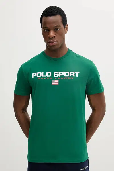 Bavlněné tričko Polo Ralph Lauren pánské, zelená barva, s potiskem, 710880627