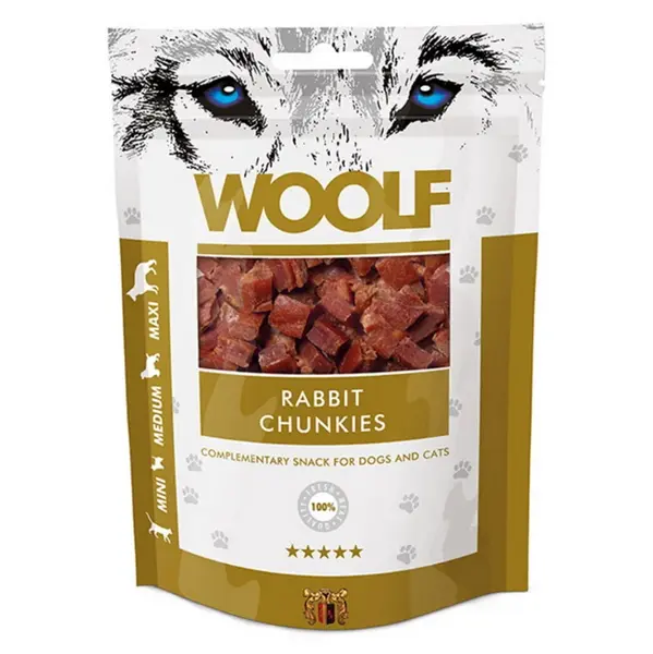 WOOLF Rabbit chunkies pochúťka pre psy a mačky 100 g