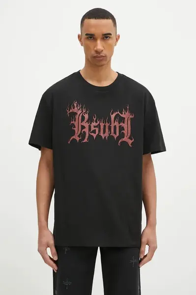 Bavlněné tričko KSUBI Fuego Biggie černá barva, s potiskem, MPS25TE043