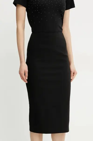 Sukně Guess JAYLA černá barva, midi, pouzdrová, W5GD93 WGMR2
