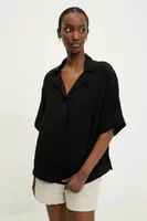 Bavlněná košile Answear.LAB černá barva, relaxed, s klasickým límcem