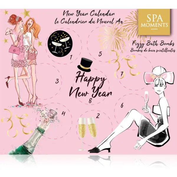 Spa Moments Happy New Year Sparkling Bath Bombs kalendář odpočítávání do Nového roku