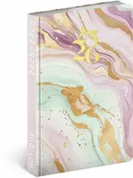 18 měsíční diář Petito Růžový mramor 2025/2026