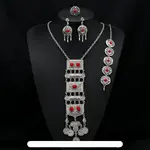 Rectangle Alloy with Resin Pendant Necklace & Stud Dangle Earring & Link Bracelet & Ring