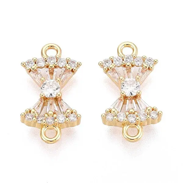 Brass Pave Clear Cubic Zirconia Connector Charms
