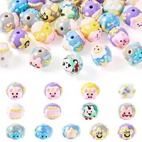 26Pcs 13 Styles Hand Painted Opaque Acrylic with Enamel Beads