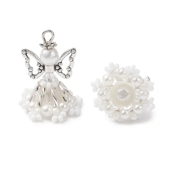 Handmade Glass Seed Beaded Angel Pendants