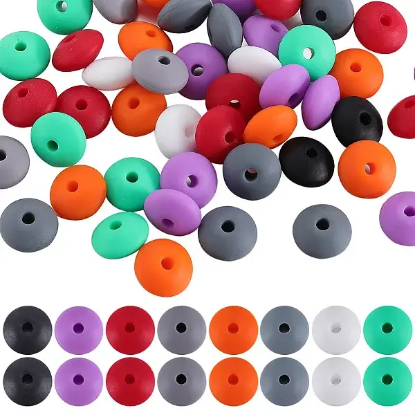 96Pcs 12 Colors Food Grade Eco-Friendly Silicone Abacus Beads