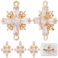 8Pcs Brass Pave Clear Cubic Zirconia Connector Charms