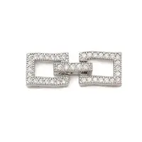 Brass Micro Pave Clear Cubic Zirconia Fold Over Clasps