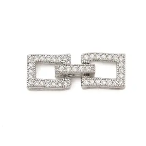Brass Micro Pave Clear Cubic Zirconia Fold Over Clasps
