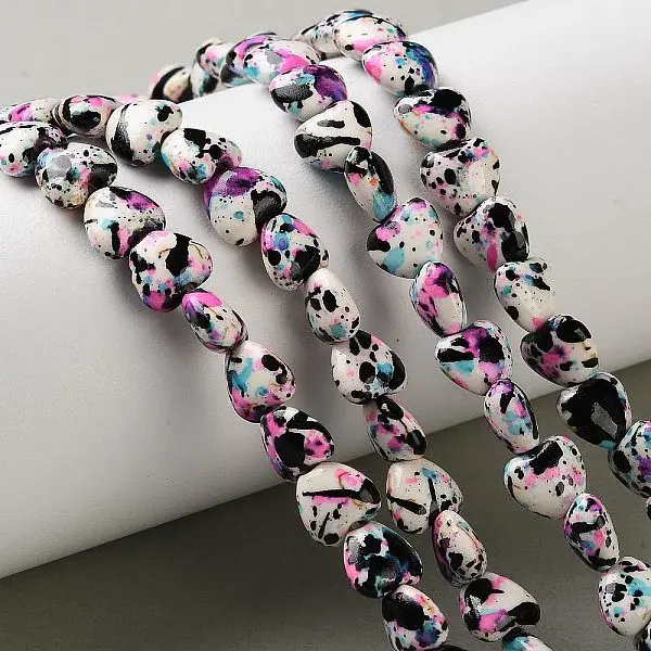 Spray Printed Synthetic Turquoise Beads Strands