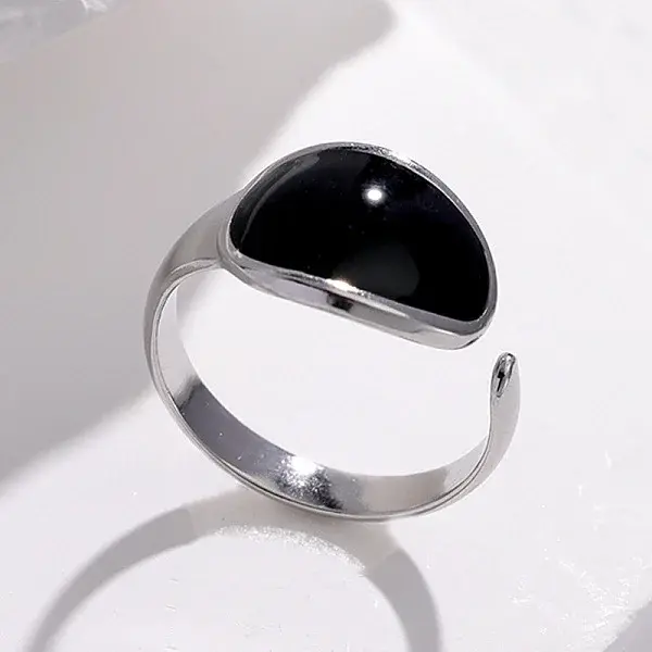 Oval 304 Stainless Steel Enamel Cuff Rings