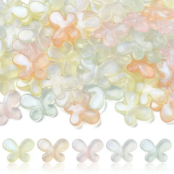 100Pcs 5 Colors Transparent Resin Beads