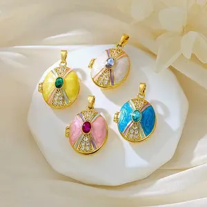 Brass Enamel Locket Pendants