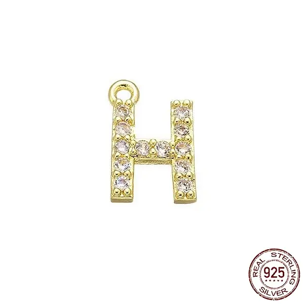 Real 18K Gold Plated 925 Sterling Silver Micro Pave Clear Cubic Zirconia Charms