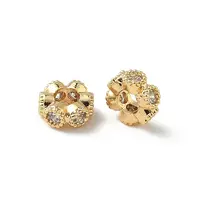 Brass Micro Pave Cubic Zirconia Beads