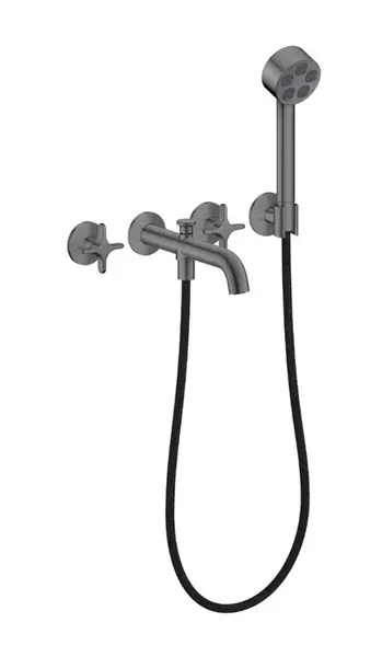 Axor One - Vanová baterie pod omítku, 4-otvorová instalace, s příslušenstvím, EcoSmart, kartáčovaný černý chrom 48443340