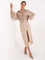 Béžová pouzdrová sukně s páskem