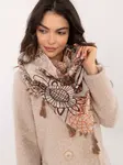 Dark beige and brown women's scarf with patterns