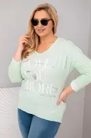 Kesi Włoski Dámská blůza Plus Size s potiskem Love You More mentolová