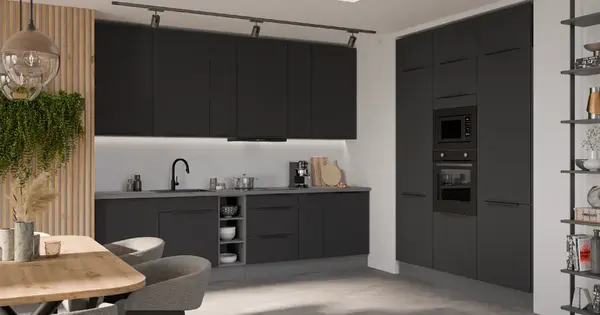 Kuchyňská linka 300x180 cm Aria ANT - Antracit + BL Black AFM