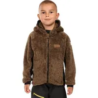 KILPI NORKA Chlapecká chlupatá fleecová mikina s kapucí, hnědá, velikost