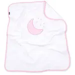 Mamo Tato Oboustranná chlupáčková dečka s vyšívkou 75 x 90 cm, Měsíček, bílá/růžová