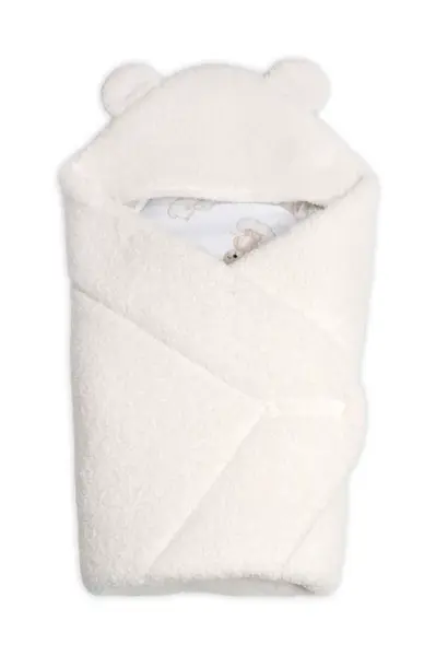 Baránková zavinovačka s kapucňou bavlna/baránok, Teddy - Medvedík smotana