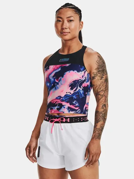 Under Armour Tílko UA RUN ANYWHERE CROP TANK-BLK - Dámské