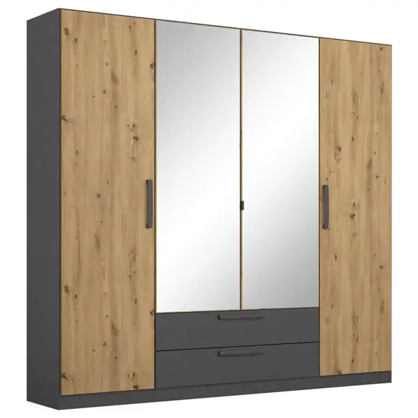 Rauch Möbel ŠATNÍ SKŘÍŇ S OTOČNÝMI DVEŘMI, šedá, dub artisan, 181/197/54 cm