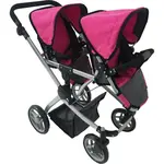 Dětský kočárek pro dvojčata - růžovo/černý