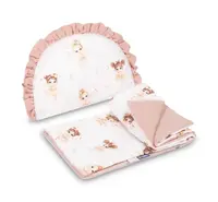 SENSILLO 2D sada do kočárku, postýlky, kolébky, mušelín, bavlna, Baletka, pudrově růžová