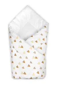 Baby Nellys Kojenecká zavinovačka klasik Srdíčka - bílá, béžová