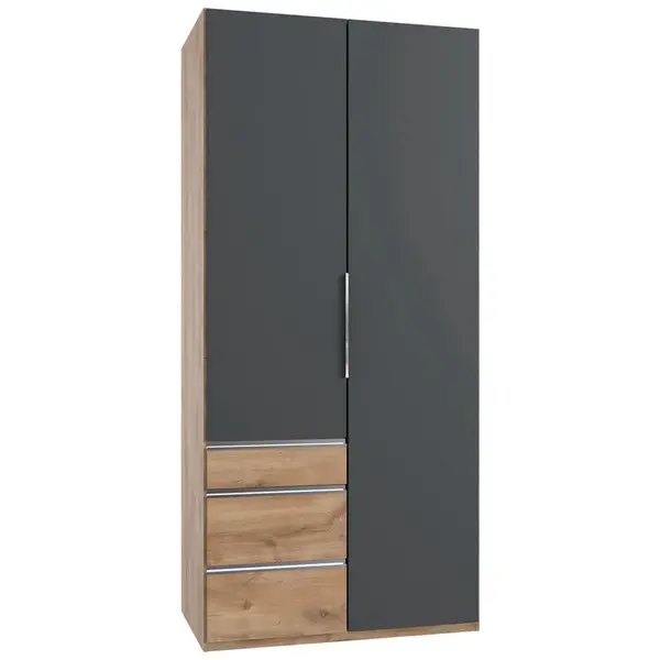 MID.YOU ŠATNÍ SKŘÍŇ S OTOČNÝMI DVEŘMI, barvy grafitu, trámové dubové dřevo, 100/216/58 cm