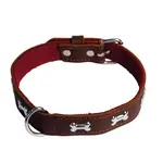 COBBYS PET Obojok z originálnej kože zdobený kostičkami 35cm/25mm hnedý