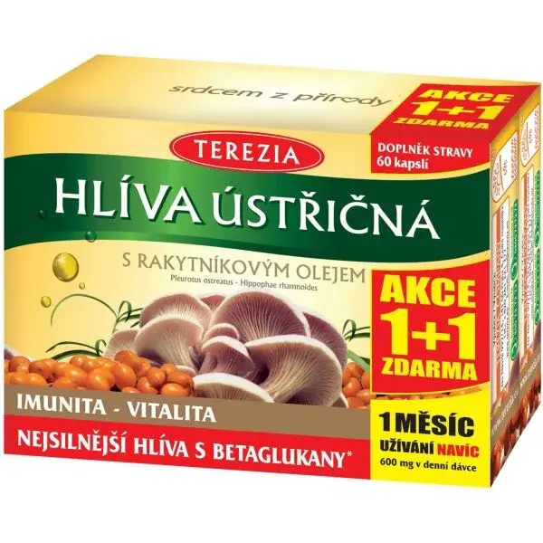 TEREZIA HLIVA S RAKYTNÍKOVÝM OLEJOM 60 CAPS+60 AKCIA 1+1 Imunitné tablety, , veľkosť