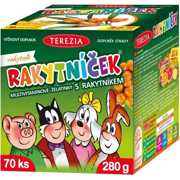 TEREZIA RAKYTNÍČEK MULTIVITAMINOVÉ ŽELATINKY S RAKYTNÍKEM ORIGINÁL 70 KS Dětské multivitaminy, , velikost
