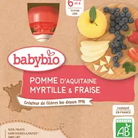 BABYBIO jablko borůvky jahody 4 x 90 g
