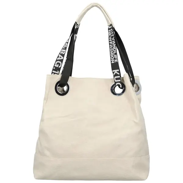 Módní dámská koženková kabelka na rameno Žanet, krémová