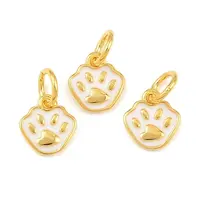 925 Sterling Silver Enamel White Paw Print Charms
