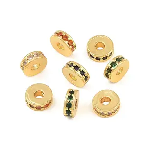 Brass Micro Pave Cubic Zirconia Beads