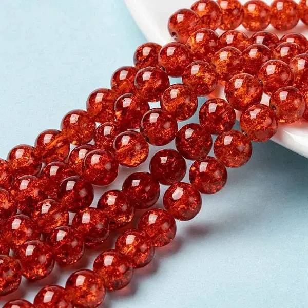 Spray Painted Crackle Glass Beads Strands