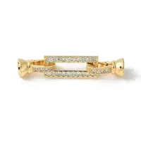 Brass Pave Clear Cubic Zirconia Fold Over Clasps