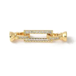 Brass Pave Clear Cubic Zirconia Fold Over Clasps