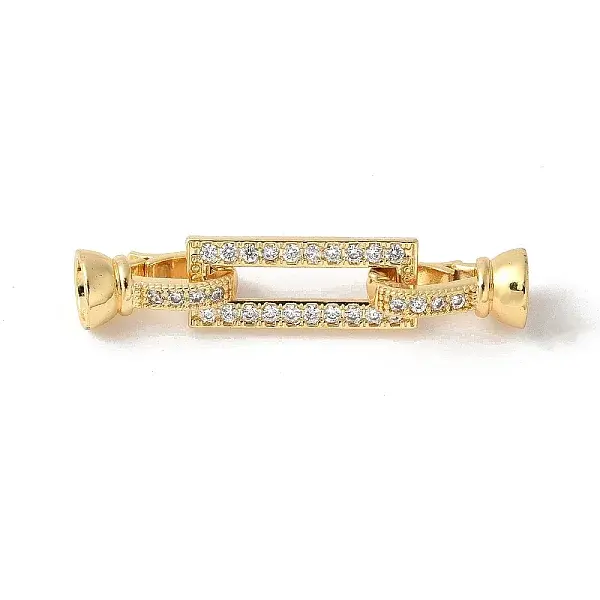 Brass Pave Clear Cubic Zirconia Fold Over Clasps